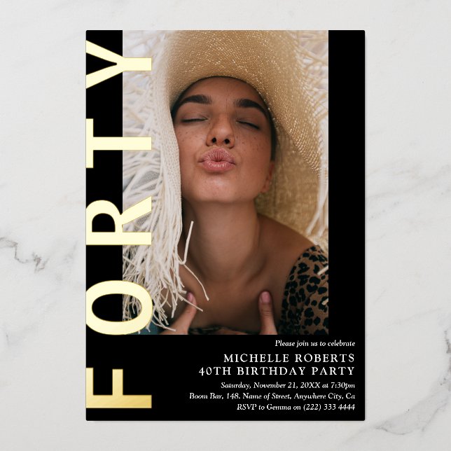 Photo moderne FORTY 40th Birthday Party Invitation (Recto)