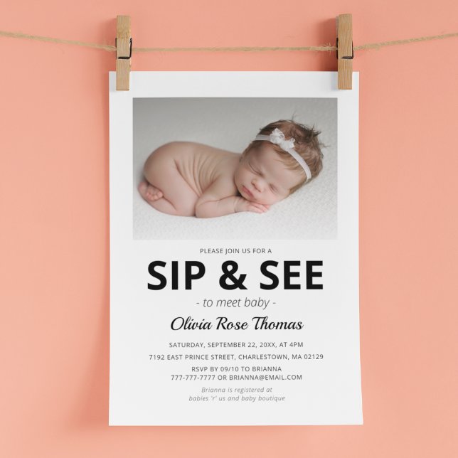 Photo Moderne Sip Et Voir Invitation De Fête (Créateur téléchargé)