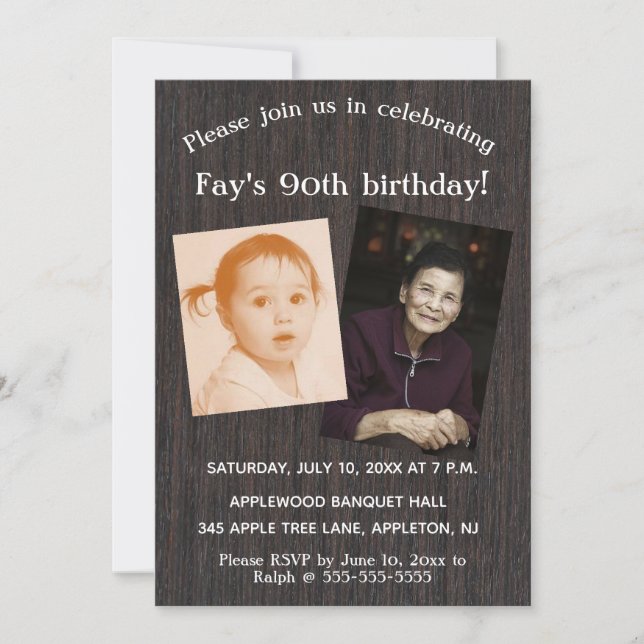 Photo modifiable Carte d'invitation de fête d'anni (Devant)
