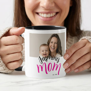Photo Mom Established Child Name Custom Year Mama Mug