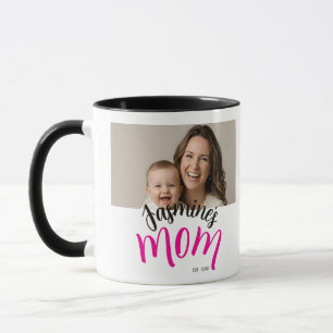 Photo Mom Established Child Name Custom Year Mama Mug