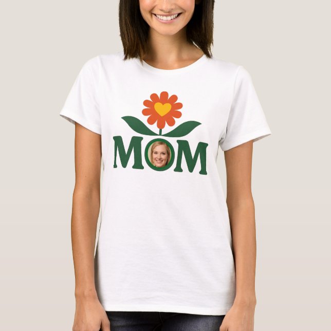 Photo Mom Flower Heart T-Shirt (Front)