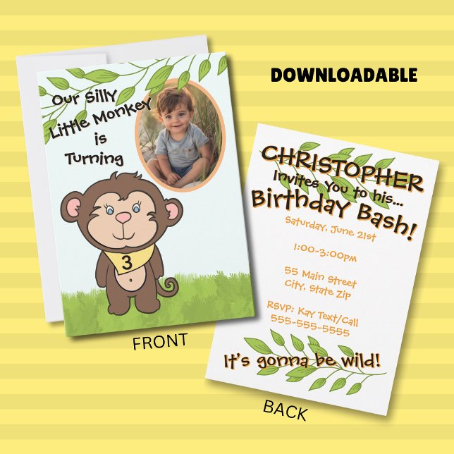 Photo Monkey Birthday Invitation (Créateur téléchargé)
