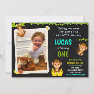 Photo Monkey invitation anniversaire garçon 1er an