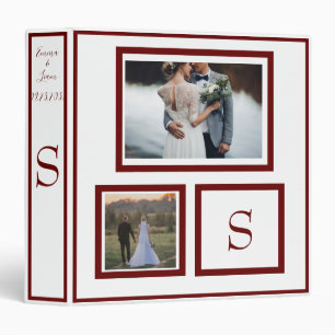 Photo Monogram Burgundy Names Wedding Keepsake Binder