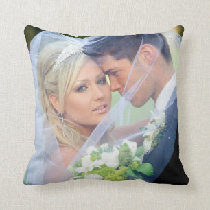 Photo Monogram Names Wedding Keepsake Pillow