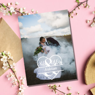 Photo Monogram Personalize Wedding  Thank You Card