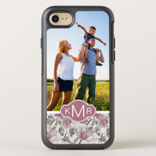 Photo & Monogram Pink Hibiscus Flowers OtterBox Symmetry iPhone 8/7 Case