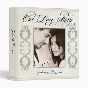 Photo, Monogram & Ribbon Wedding Album - Cream Binder