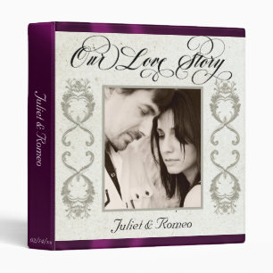 Photo, Monogram & Ribbon Wedding Album - Plum Binder