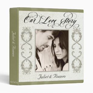 Photo, Monogram & Ribbon Wedding Album - Sage Binder