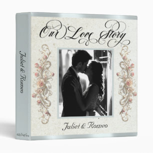 Photo, Monogram & Ribbon Wedding Album - Silver Binder