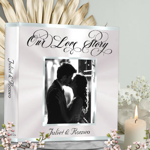 Photo, Monogram & Ribbon Wedding Album - Silver Binder
