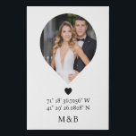 Photo Monogram Romantic Heart Coodinates Modern  Faux Canvas Print<br><div class="desc">Photo Monogram Romantic Heart Coodinates Modern Faux Canvas Print Wall Art features your favourite photo with your monogram and custom coordinates of longitude and latitude that are special to you in modern script typography. Perfect gift for weddings, birthday, Christmas, Valentine's Day, anniversary and so much more. Designed by ©Evco Studio...</div>