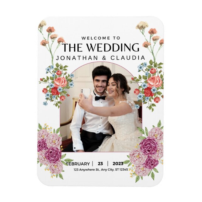 Photo monogram wedding  invitation magnet (Vertical)