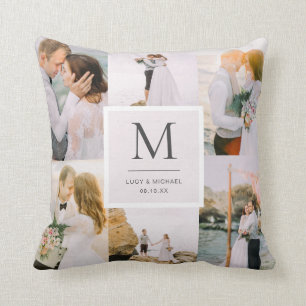 Photo Monogrammed Wedding Throw Pillow