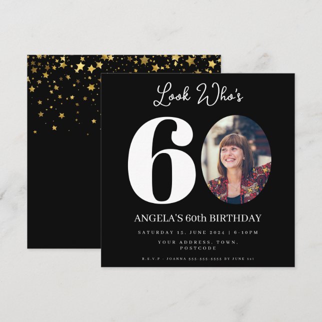photo Montage Birthday party 60 years old Invitation (Front/Back)