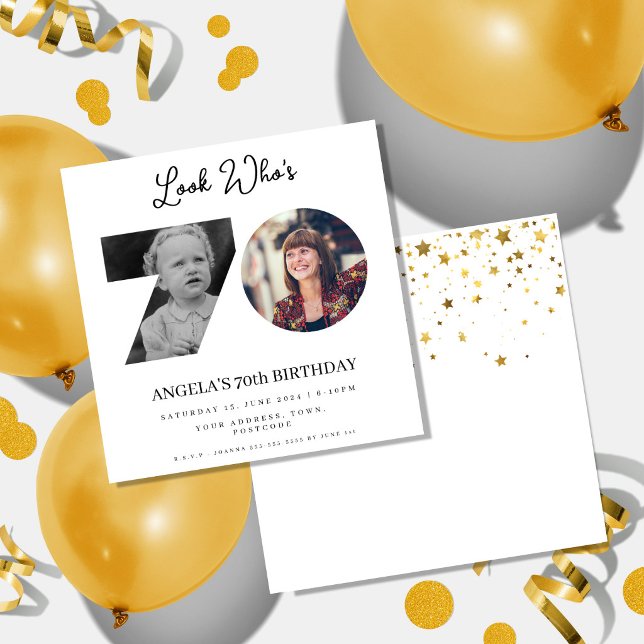 photo Montage Birthday party 70 years old Invitation (Creator Uploaded)