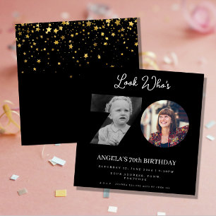photo Montage Birthday party 70 years old Invitation