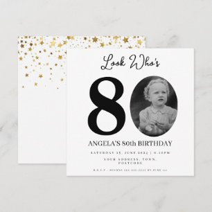 photo Montage Birthday party 80 years old Invitation