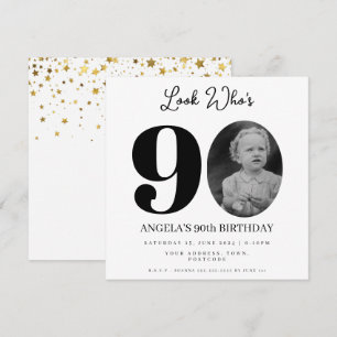 photo Montage Birthday party 90 years old Invitation