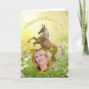 Photo Mother's day card with a rearing horse