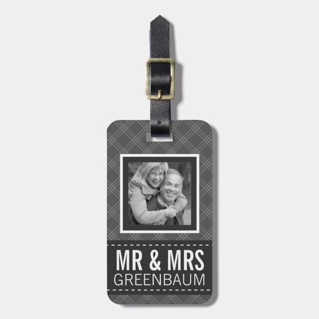 Photo Mr and Mrs Personalized Luggage Tag (Front Vertical)