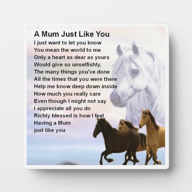 Photo Mum Poem Plaque - Cheval Design (Devant)