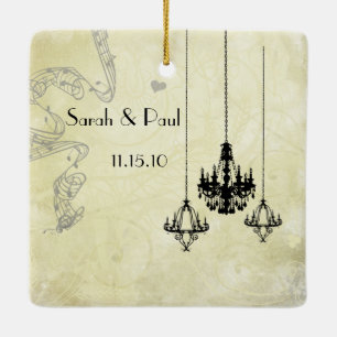 Photo Musical Black & Grey 3 Chandeliers Ceramic Ornament