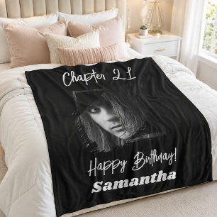 Photo name 21st birthday Chapter 21 black Fleece Blanket