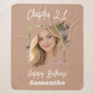Photo name 21st birthday Chapter 21 Camel Brown Sherpa Blanket