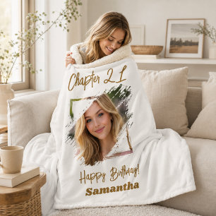 Photo name 21st birthday Chapter 21 Fleece Sherpa Blanket