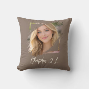 Photo name 21st birthday Chapter 21 mocha brown Throw Pillow