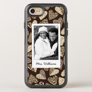 Photo & Name Animal skin with hearts OtterBox Symmetry iPhone 8/7 Case