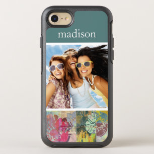 Photo & Name Art floral grunge pattern OtterBox Symmetry iPhone 8/7 Case