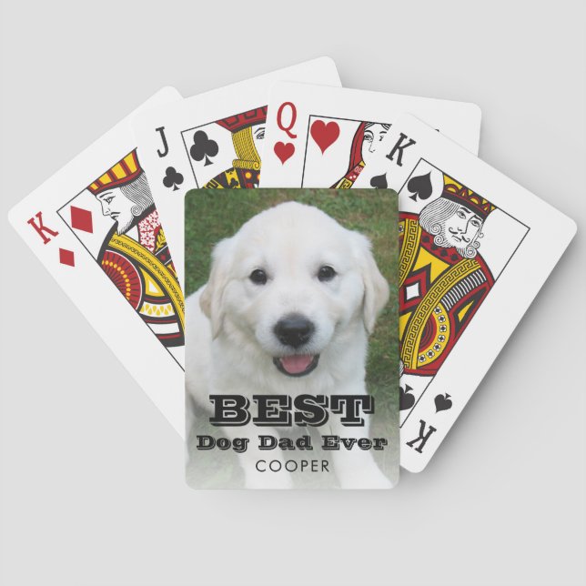 Photo Name Best Dog Dad Modern Poker Playing Cards (Back)