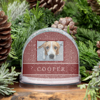 PHOTO NAME ELEGANT MAROON RED CREAM FOLIAGE SNOWGLOBE