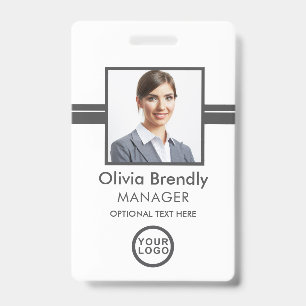 Photo Name Employee ID Badge   Grey White