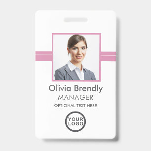 Photo Name Employee ID Badge   Pink White