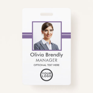 Photo Name Employee ID Badge   Purple White