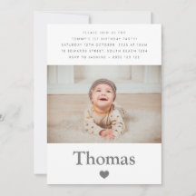 Photo Name First Birthday Party Heart