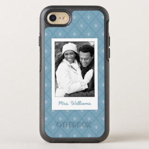 Photo & Name Fleur-de-lis pattern OtterBox Symmetry iPhone 8/7 Case