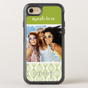 Photo & Name Green Ogee Pattern OtterBox Symmetry iPhone 8/7 Case