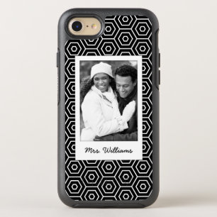 Photo & Name Hexagonal geometric pattern OtterBox Symmetry iPhone 8/7 Case