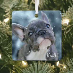 Photo + Name 🐶🐱 Personalized Best Dog or Puppy Metal Ornament