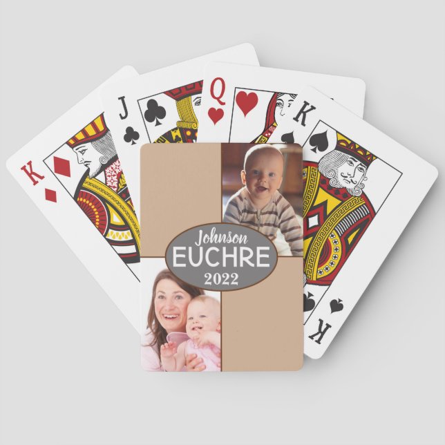 Photo Name Personalized EUCHRE & Poker Gift      Playing Cards (Back)