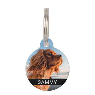 Photo & Name Pet ID Tag Black