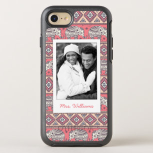 Photo & Name Pink Ethnic Elephant Pattern OtterBox Symmetry iPhone 8/7 Case