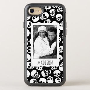 Photo & Name Skulls in Black Pattern OtterBox Symmetry iPhone 8/7 Case