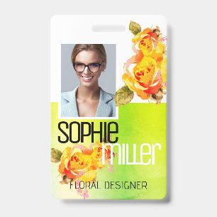 Photo Name Template Nature Green Flowers Roses Badge